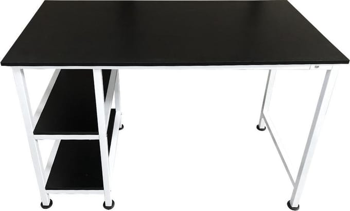 Bureau met opbergplanken - computertafel - 110 cm breed - wit zwart