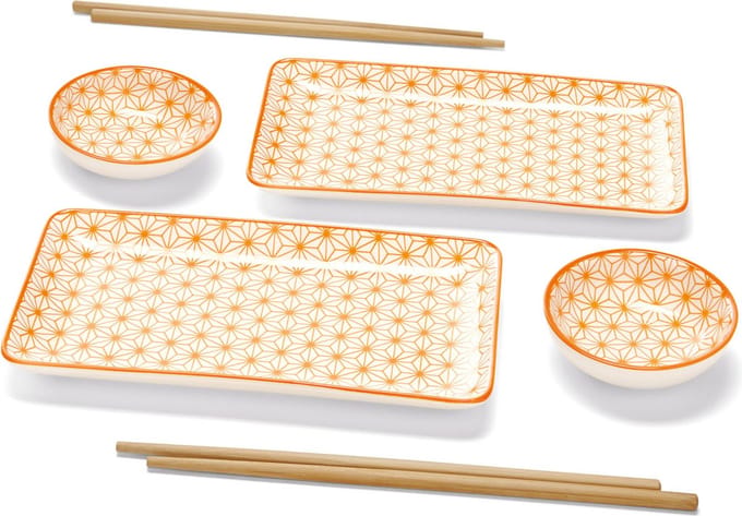 ERNESTO Sushi-set 8 delig wit oranje -