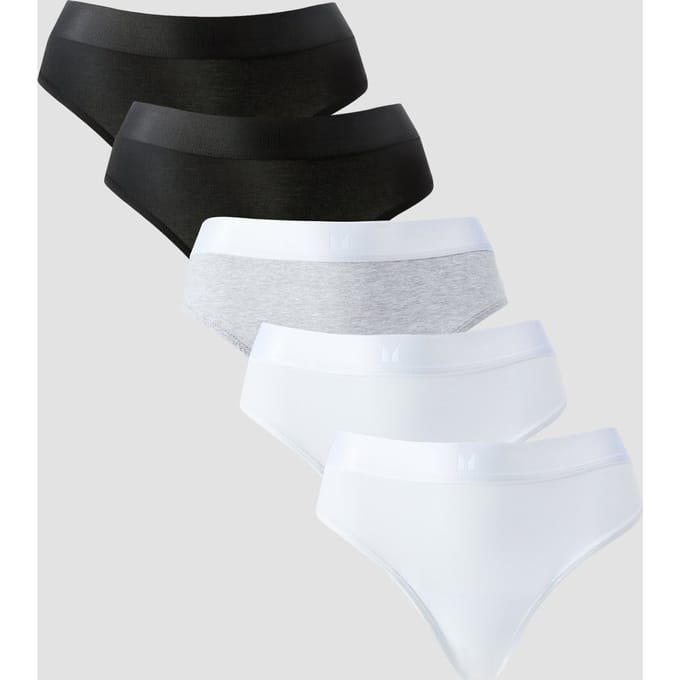 MP middelhoge string voor dames (5 Pack) - Wit / Zwart / Gemêleerd grijs - S