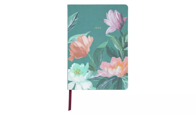 Habitat A5 Week om Teal Floral Diary te bekijken notitieboek