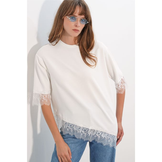 Overmaatse Kanten Gebreide Blouse