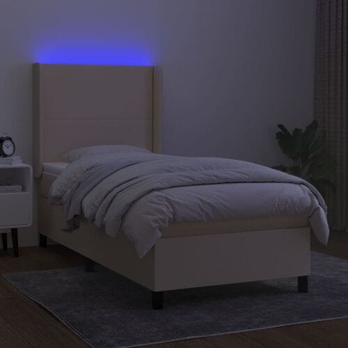 vidaXL - LED - Box - Spring - Bed - met - hoofdeinde - Stof