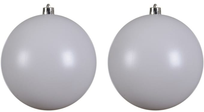Decoris Kerstbal - 2x - wit - groot - 20 cm - kunststof - mat - kerstversiering