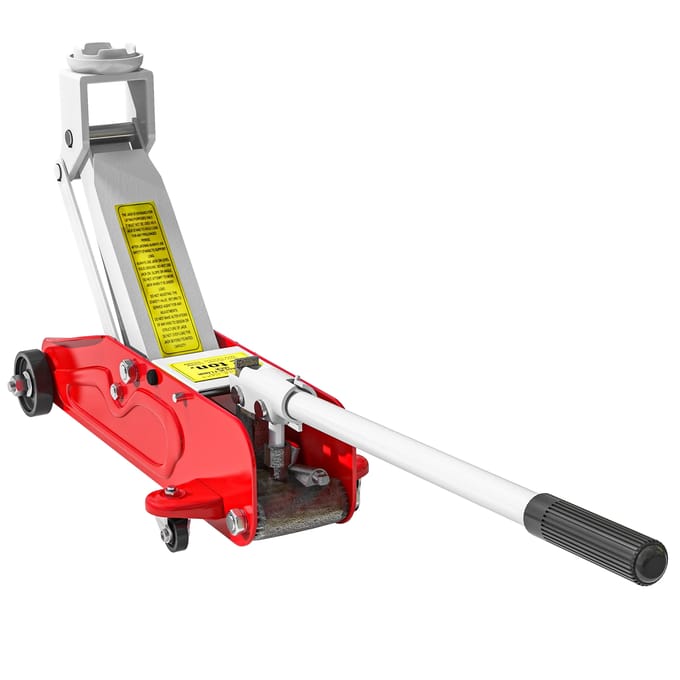 HOMCOM hydraulische krik met robuust stalen profiel, maximale belasting 2000 kg, hefvermogen 12-30 cm, Rood
