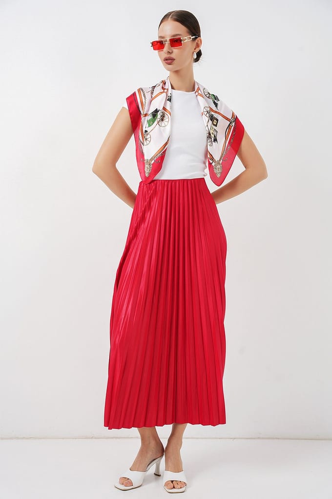 Hoge Taille Maxi Rok met Rimpeldetail