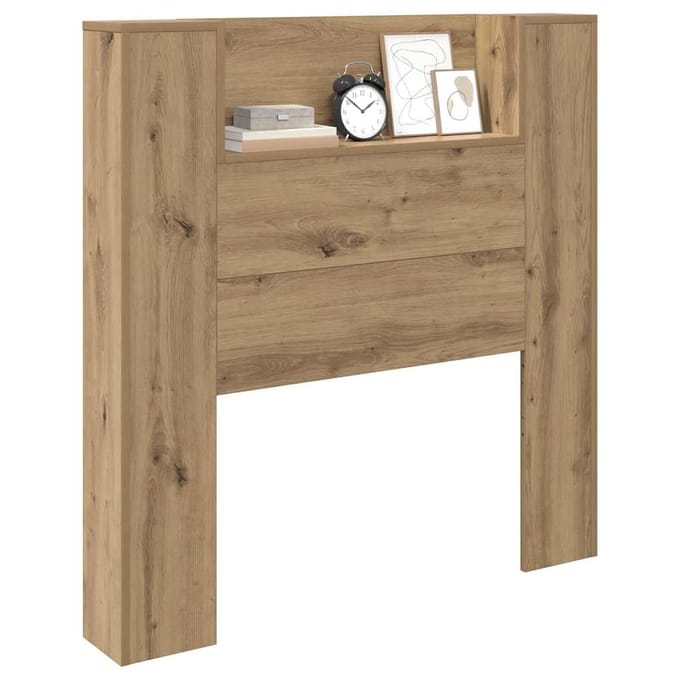 vidaXL - Opslag - hoofdeinde - met - LED - Artisanaal - eiken - Bewerkt - hout