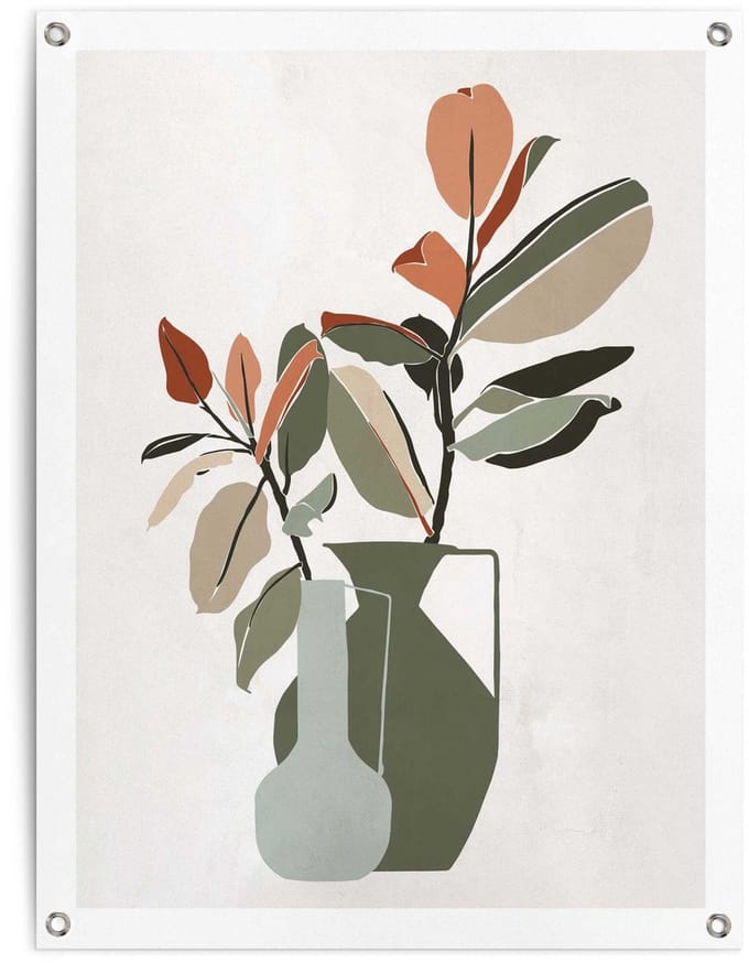 Tuinposter Vaas met bladertakken - 80 x 60 - Canvas - REINDERS