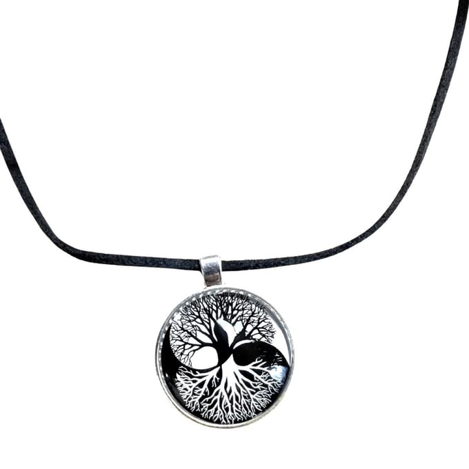 Ketting -levensboom -verstelbaar- zwart- Wit- Charme Bijoux