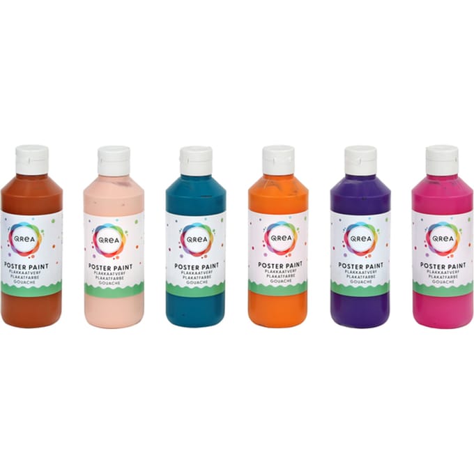 Plakkaatverf Qrea set à 6 fun kleuren 250ml