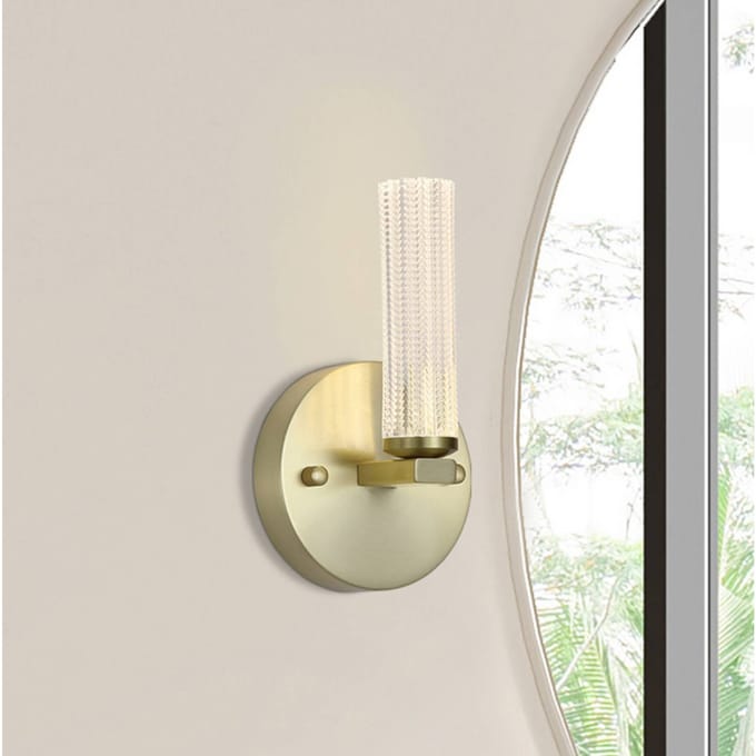 Searchlight LED badkamer wandlamp Aberdeen, hoogte 24 cm, messingkleurig metaal