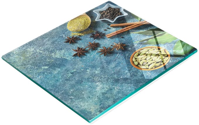 Decoratieve glazen snij- en serveerplank met kruidensteen 60x52 cm