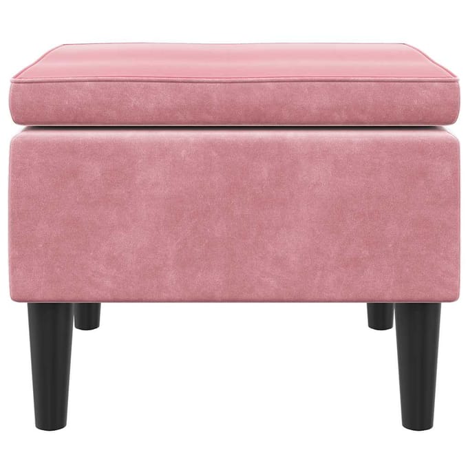vidaXL - Kruk - met - houten - poten - fluweel - roze