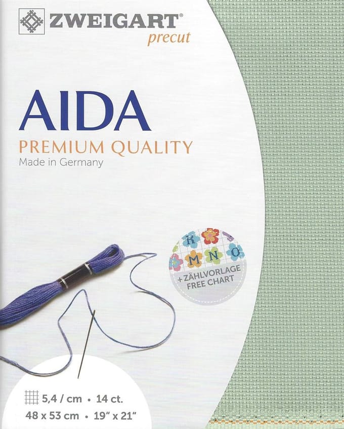 Borduurstof Aida 5,4 celadon green 48x53 cm - Zweigart