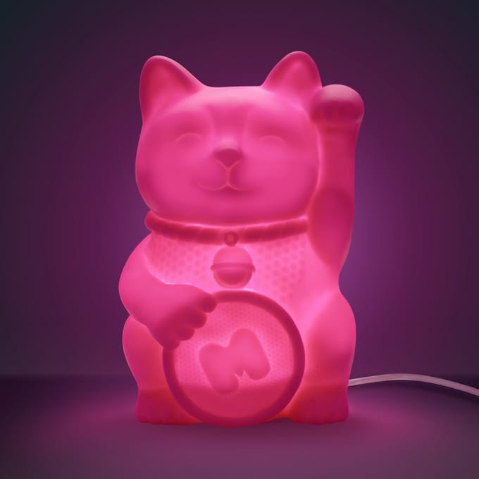 Mustard Tech Laptop USB-Lamp - 12x17 cm - Lucky Cat - Pink