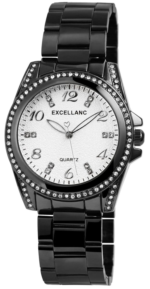 EXCELLANC Dameshorloge metaal met metalen armband en kristalversiering