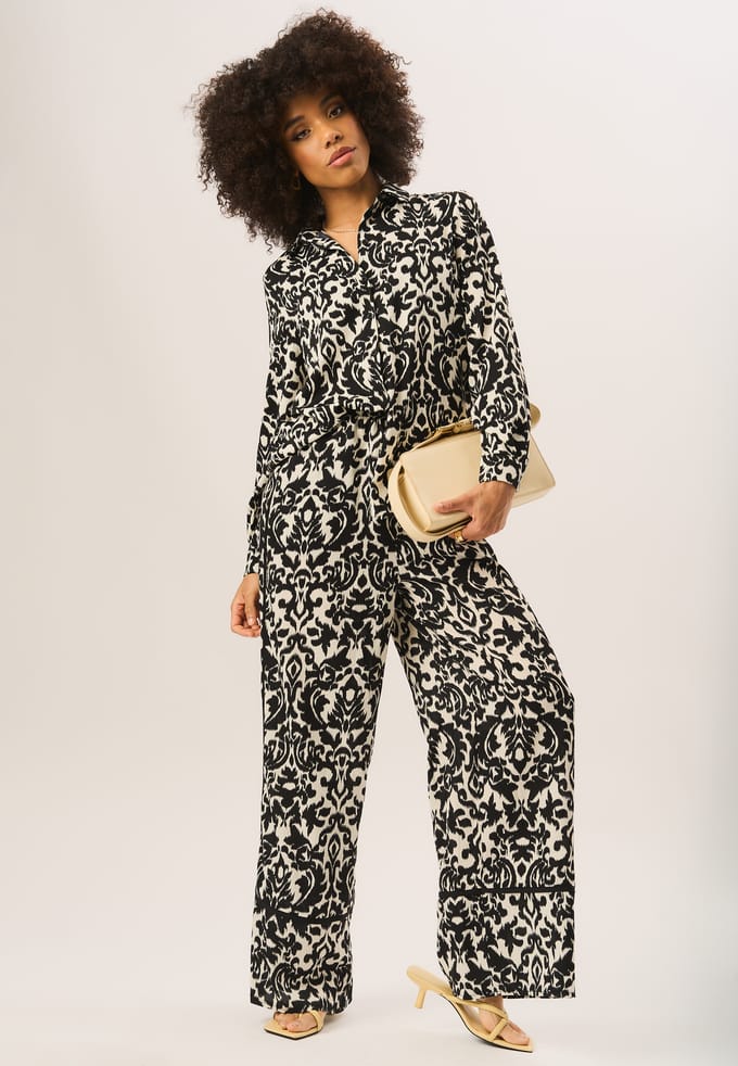 Ikat-print broek met wijde pijpen