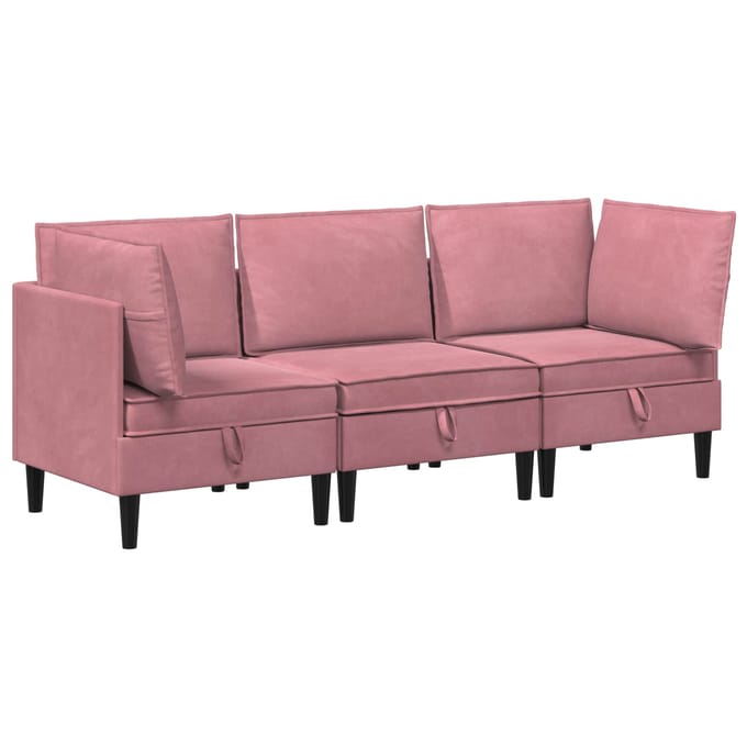 vidaXL - Woonkamer - Meubelset - 3 - st - Roze - Fluweel