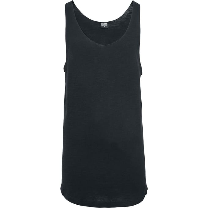 Urban Classics Long Shaped Open Edge Loose Heren Tanktop - zwart - XL