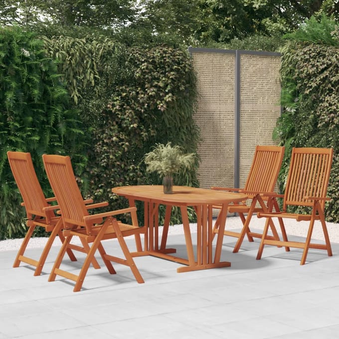 vidaXL - 5-delige - Tuinset - massief - eucalyptushout