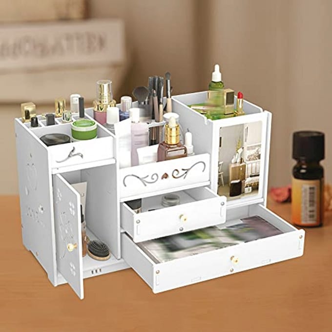 Cosmetische opbergdoos met laden - Wit Make-up Organizer