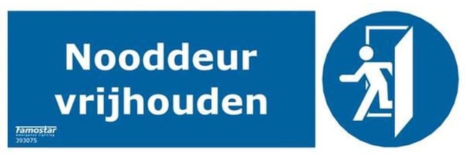 Nooddeur Vrijhouden Sticker - Conform NEN-EN-ISO 7010 - 166x166mm