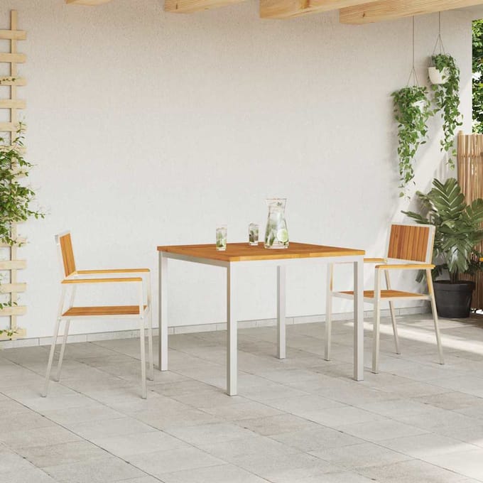 vidaXL - Tuinstoel - 2 - st - Massief - acaciahout - en - roestvrij - staal