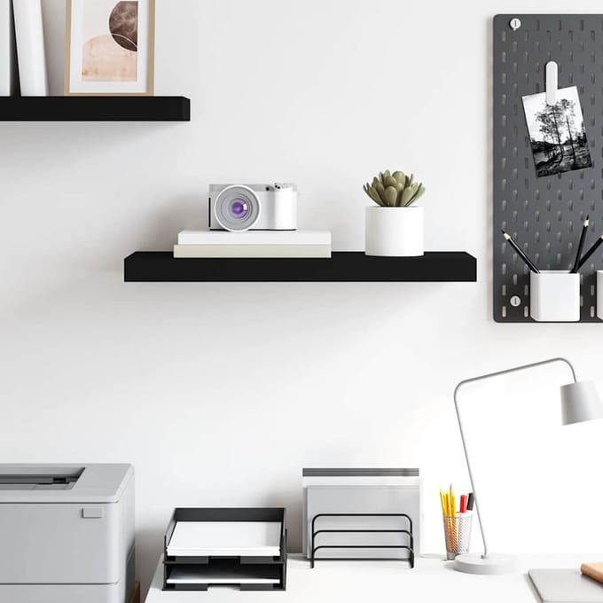 vidaXL - Wandschap - zwevend - 60x23,5x3,8 - cm - MDF - zwart