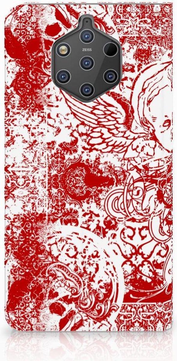 Mobiel BookCase Nokia 9 PureView Angel Skull Rood