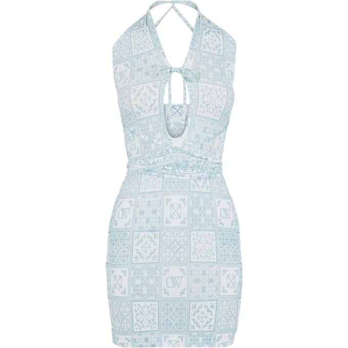 Off White Mini-jurk met bandana-print voor dames (Blauw/Wit)