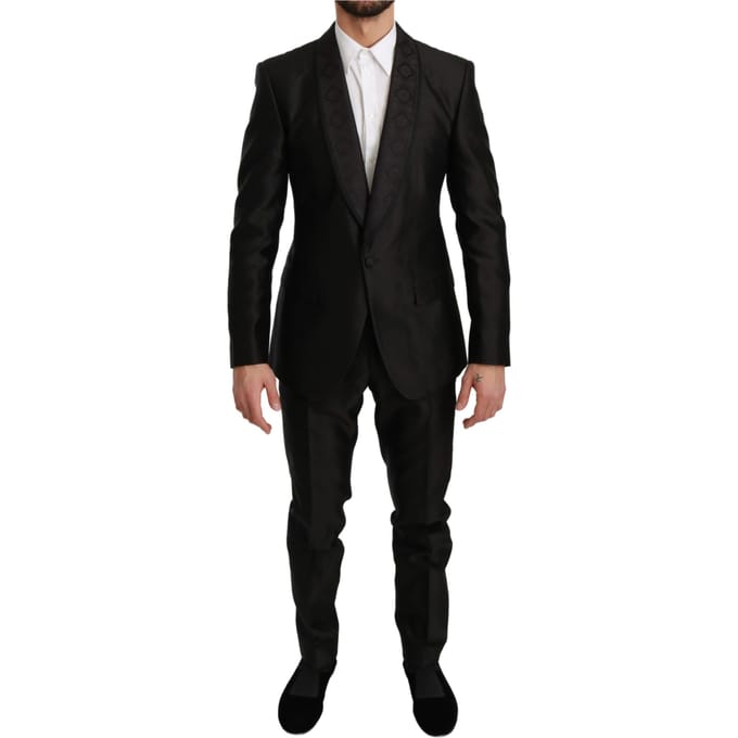 Dolce & Gabbana Zwart Slim Fit 2-delige MARTINI Zijden Pak