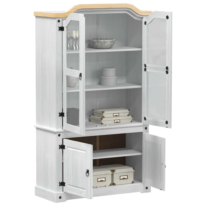 vidaXL - Display - Kast - Wit - 103.5 - x - 42 - x - 180 - cm - Massief - grenenhout