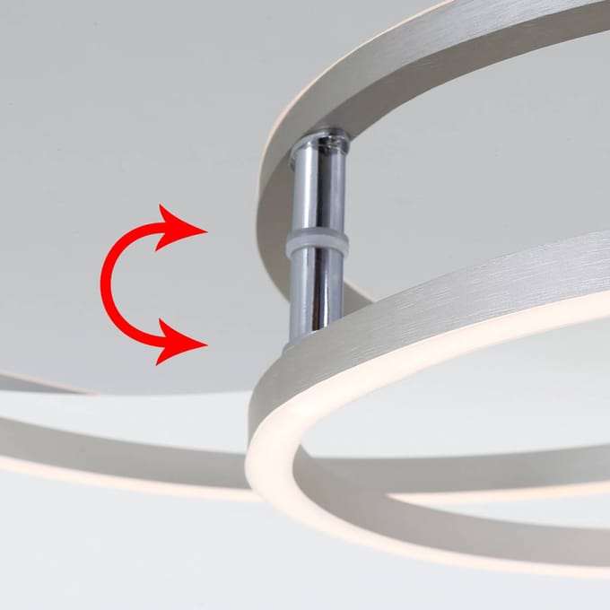 Briloner Leuchten FRAME - plafonnière dimbaar - plafondlamp draaibaar - incl. geheugenfunctie - LED 40 Watt - 3.200 lumen - chroom aluminium - Ø 30cm