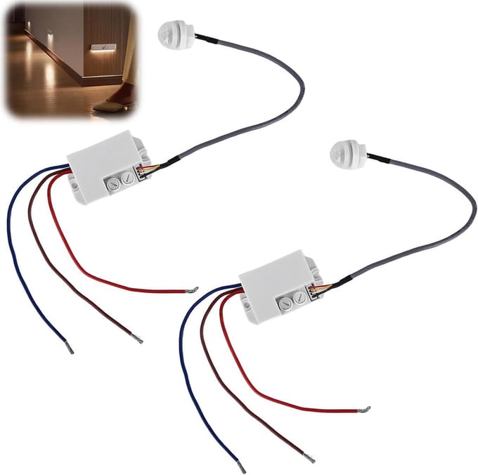 2x Inbouw Bewegingsmelder Buiten & Binnen - IP65 - Instelbare Tijd - Schemersensor