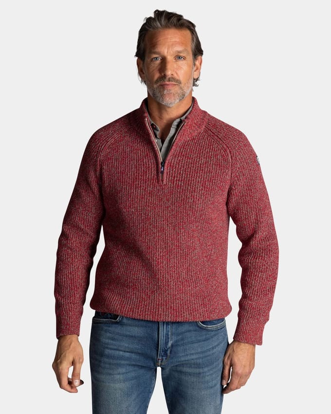 NZA - Rode katoenen half zip trui