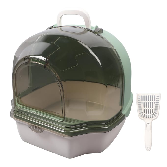 Bac à litière fermé pour chat Double portes Grand espace Anti-éclaboussures Anti-odeurs Portable Litière pour chaton black