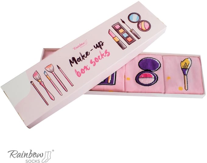 Rainbow Socks - Make-up Box - Roze Sokken - Make-up Thema - Certificaat OEKO-TEX