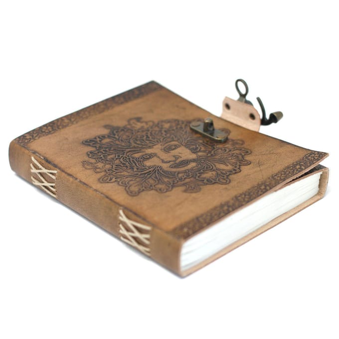 Leren Notitieboek -  Greenman - Handgemaakt - 20x15cm