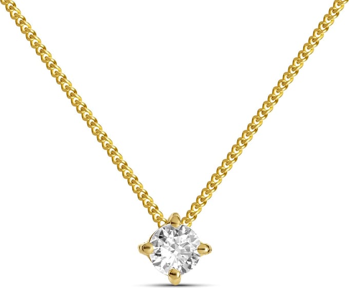 Miore Pure Collier Ketting Dames - 14 Karaat Goud - Met Diamanten - Met Hanger - 45 cm