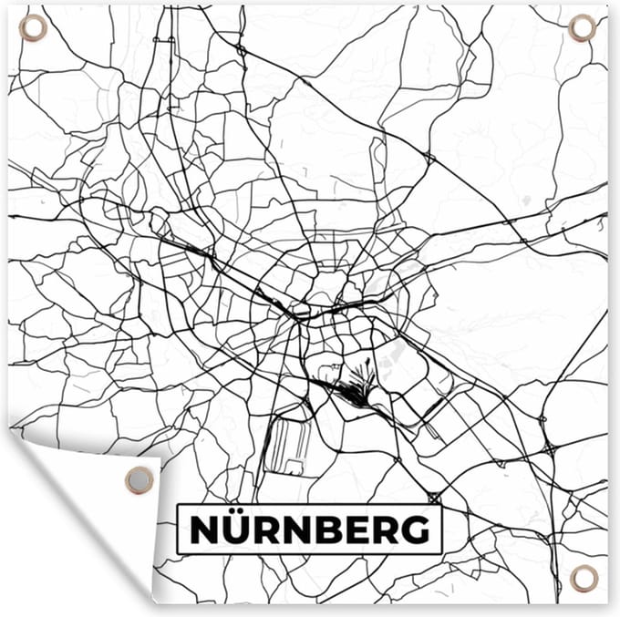 Tuindoek Plattegrond - Kaart - Stadskaart - Nürnberg - 100x100 cm