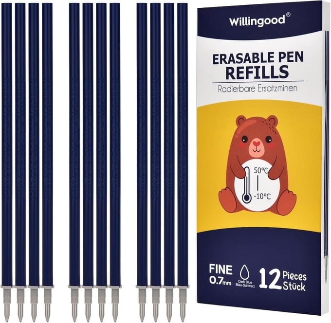 Uitwisbare rollerball navullingen 0,7 mm - 12 stuks