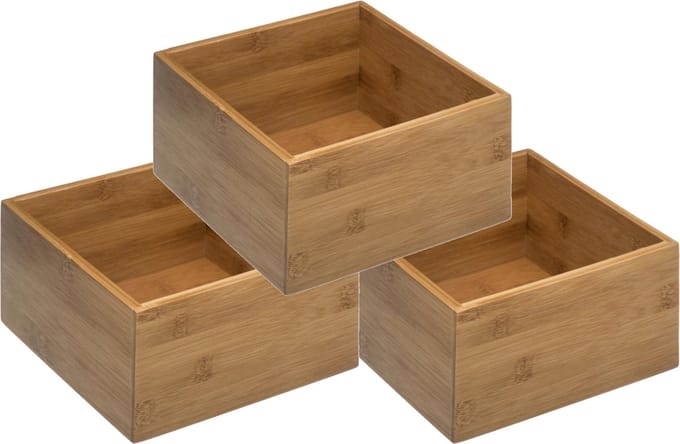 Set van 3x stuks 5five sieraden/make-up houder/box - 18 x 18 x 9,5 cm - bamboe hout - organizer