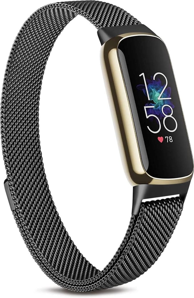 YPCd® Bandje geschikt voor Fitbit Luxe - Zwart - Milanees RVS