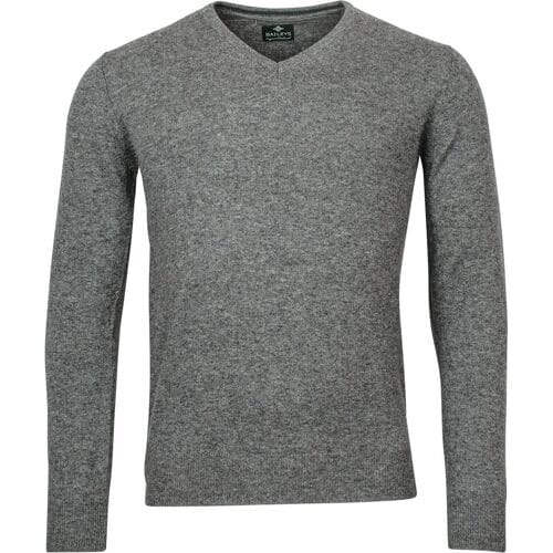 Baileys Trui V-Neck Uni Color Lambswool Grijs / male