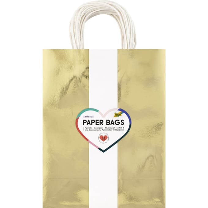 Cadeautas Folia goud kraft 24x31x12cm 20 stuks