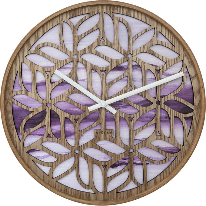 NeXtime Yogi – Wandklok – 40 cm – Hout – Paars – Stil