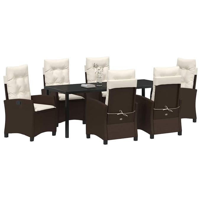 vidaXL - Tuin - Eettafel - Set - 7 - st - Bruin - poly - rattan