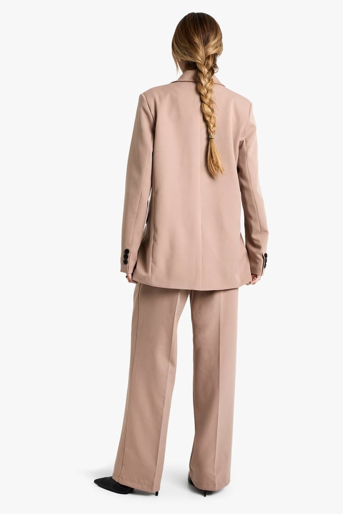 boohoo Dames Geweven Op Maat Gemaakte Gevouwen Broek | Camel | Maat: 36