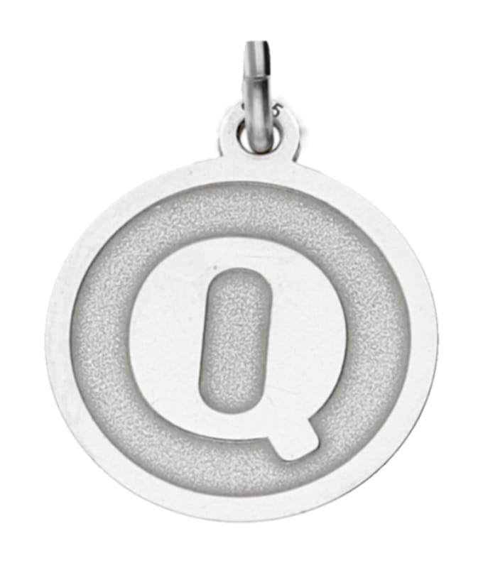 Zilveren Letter Q rond mat en glans kettinghanger
