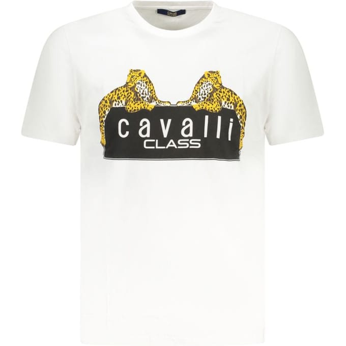 Cavalli Class Witte Katoenen Heren T-Shirt