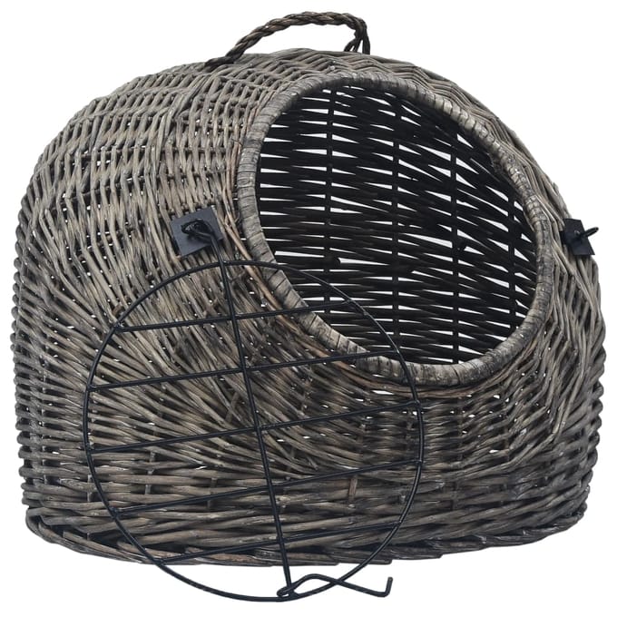 vidaXL - Kattendrager - 45x35x35 - cm - natuurlijk - wilgenhout - grijs